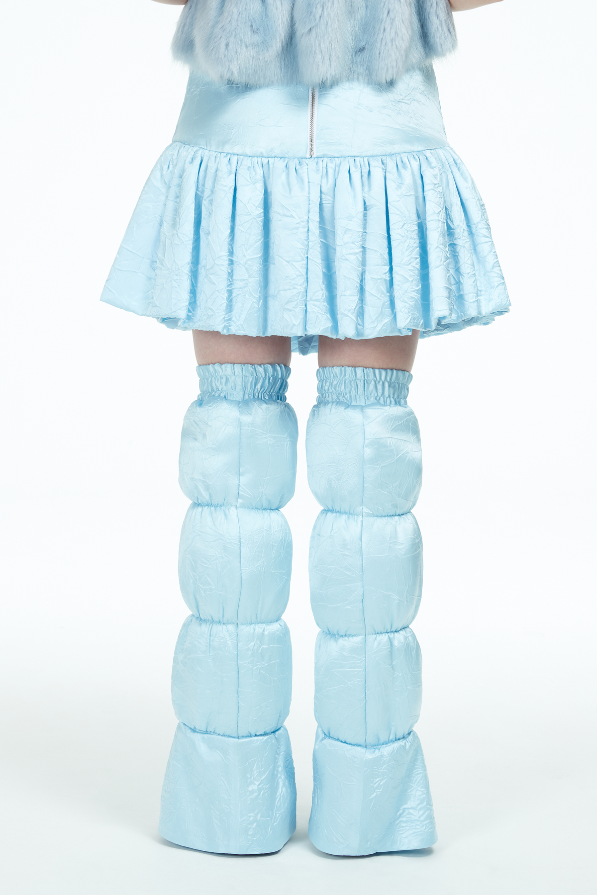 short satin baby blue bubble skirt 