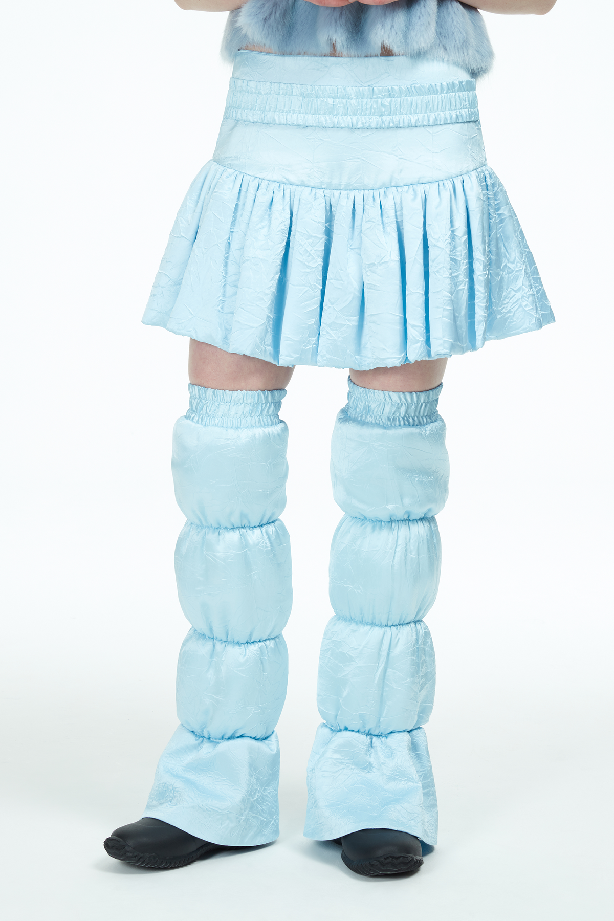 short satin baby blue bubble skirt 