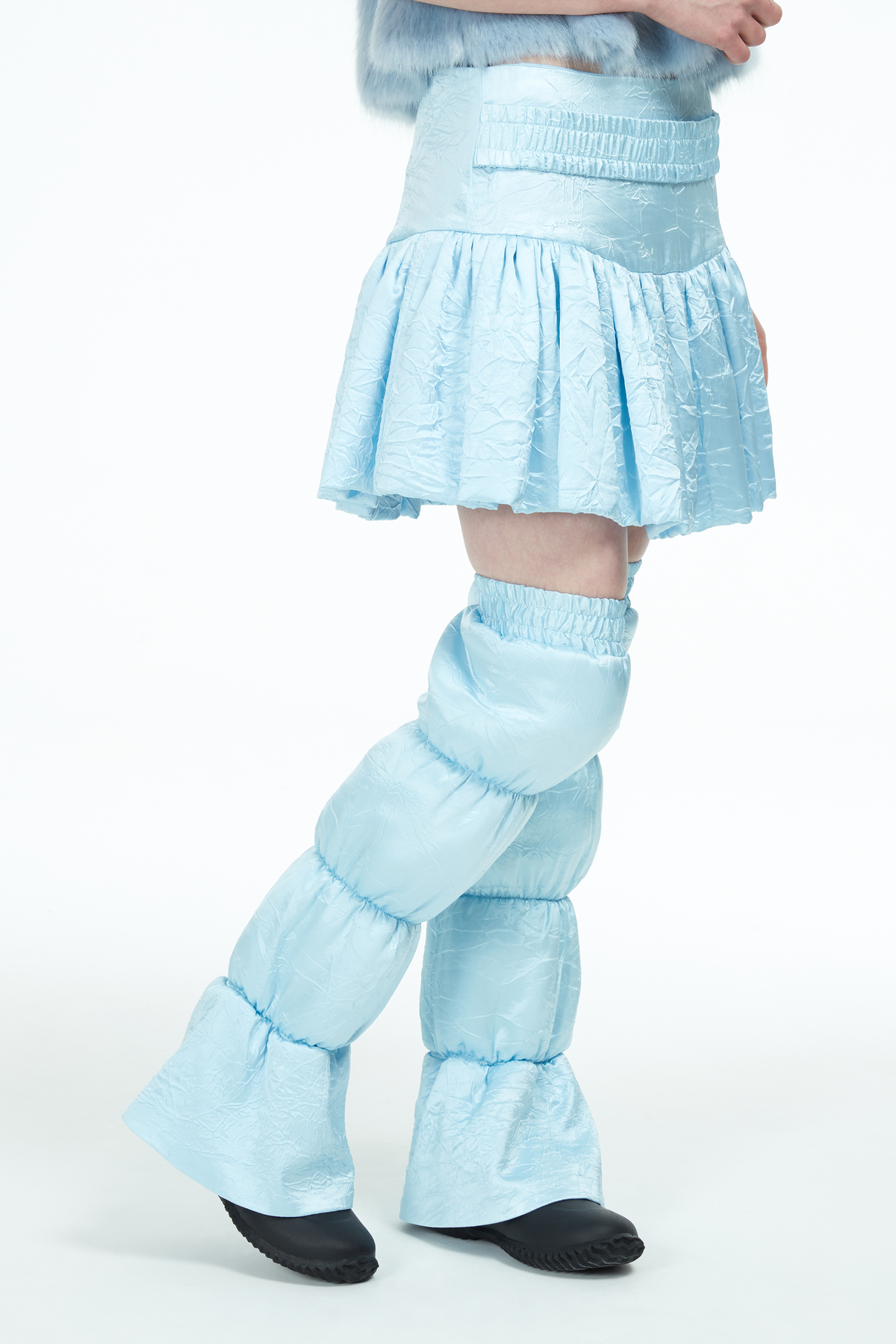 short satin baby blue bubble skirt 