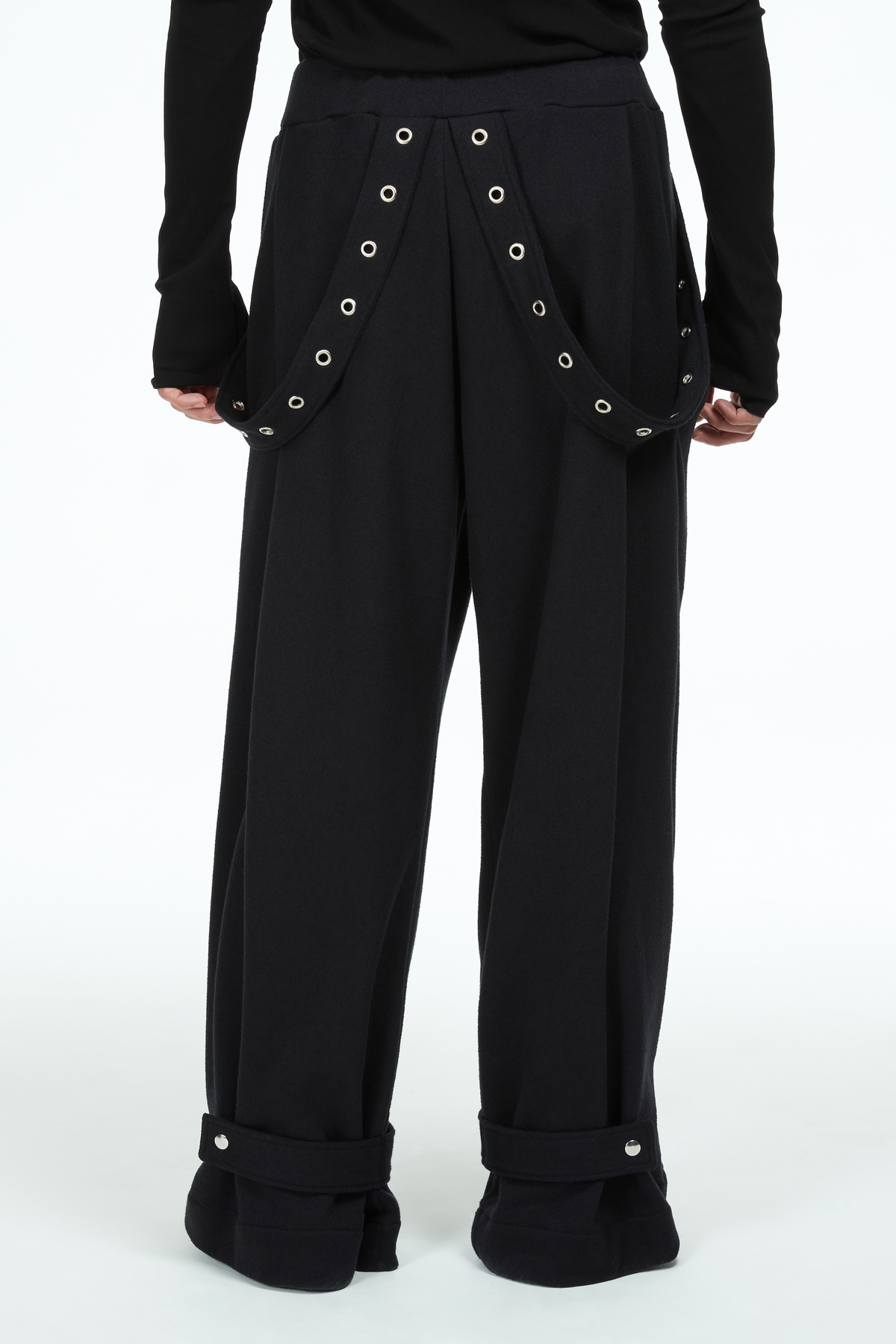 oversize black bondage trousers, adjustable