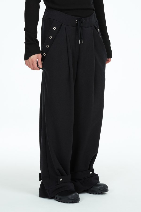 oversize black bondage trousers, adjustable